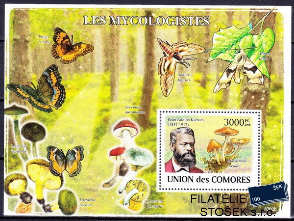 Comores známky - Fauna Motýli a Houby