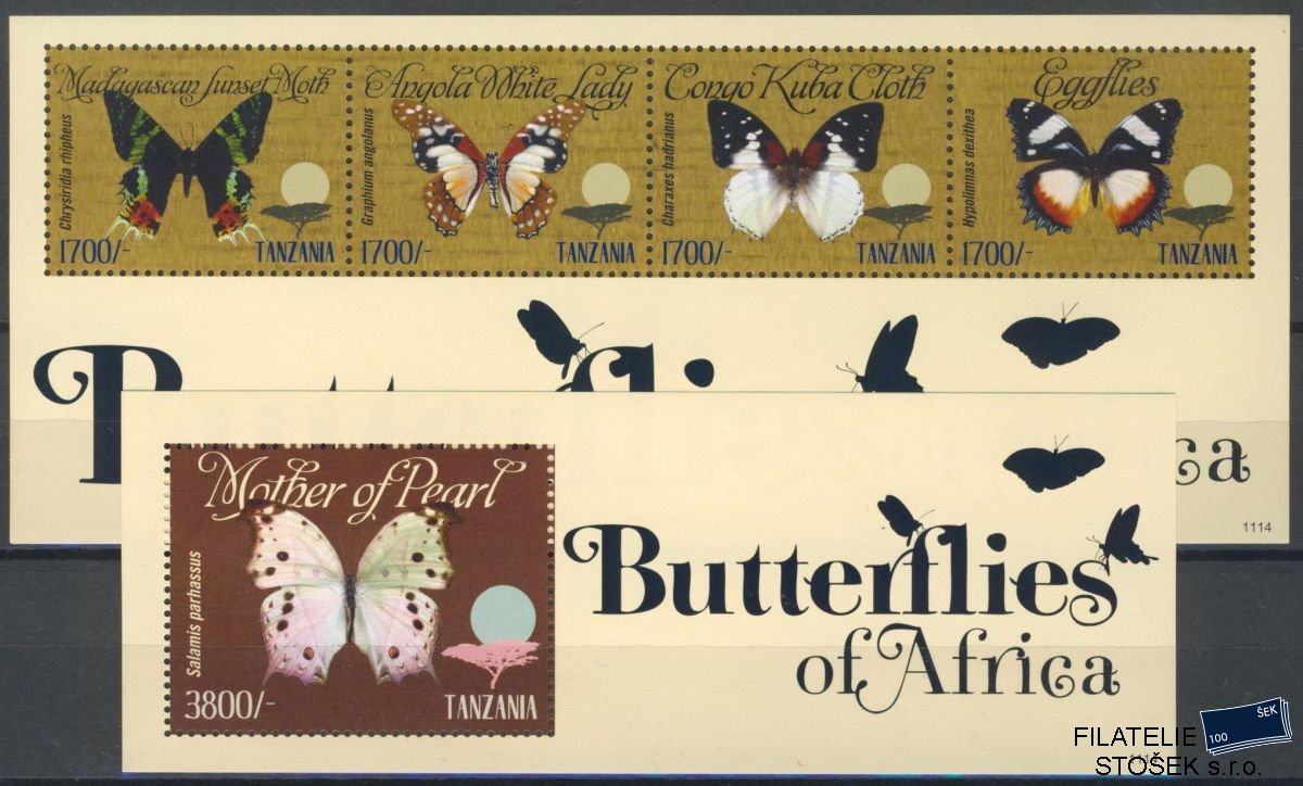Tanzania známky Mi 4877-80+Bl.650 Motýli