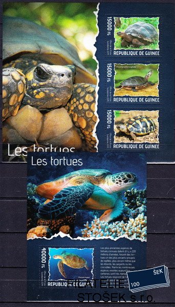 Guinea známky Mi 10263-5+Bl.2341 Mořská fauna-Želvy