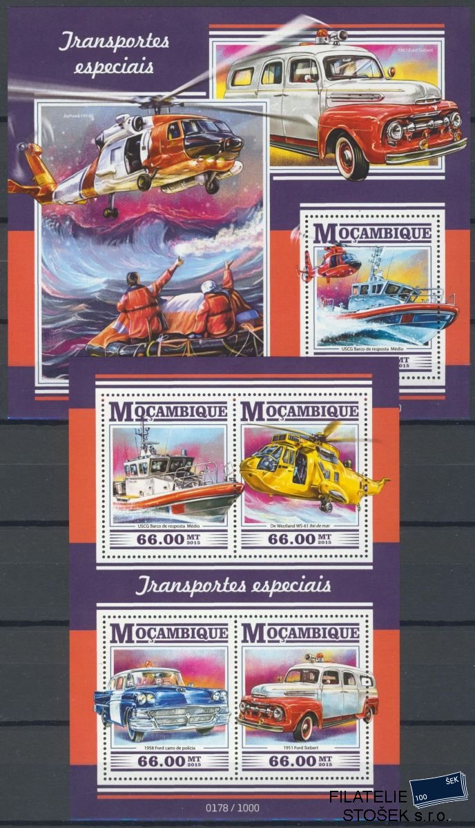 Mocambique známky Mi 8074-7+Bl.1055