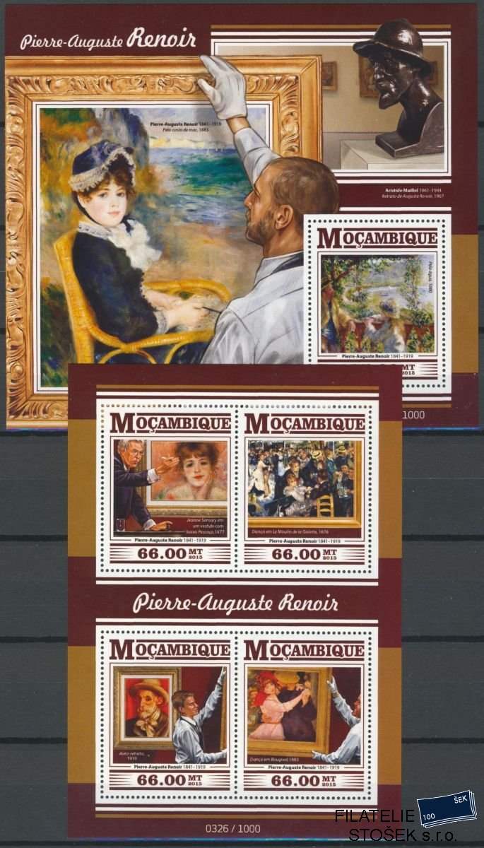 Mocambique známky Mi 8199-8202+Bl.1080 Pierre-Auguste Renoir