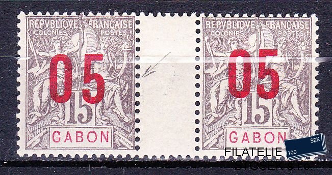 Gabon známky Yv 68+68A spojené typy s meziarším
