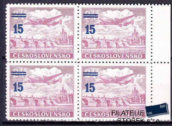 ČSSR známky L 31 a Čtyřblok krajový