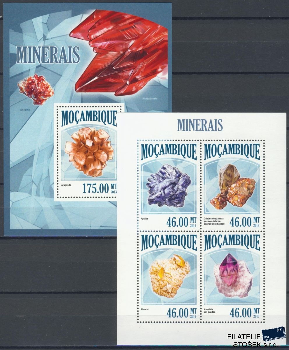Mocambique známky Mi 6792-5+Bl.798 Mineralogie