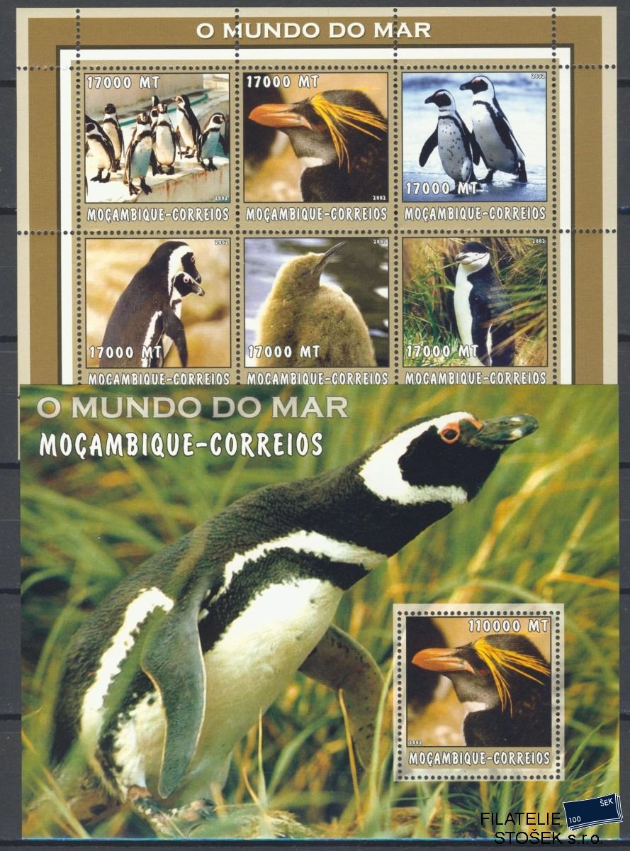 Mocambique známky Mi 2668-73+Bl.185 Polární fauna