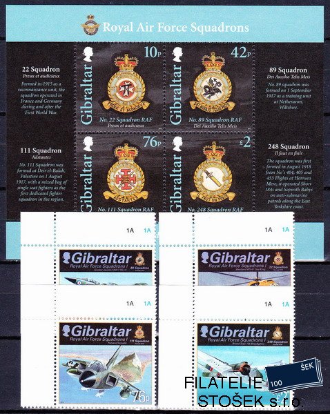 Gibraltar známky Mi 1473-6+Bl.105