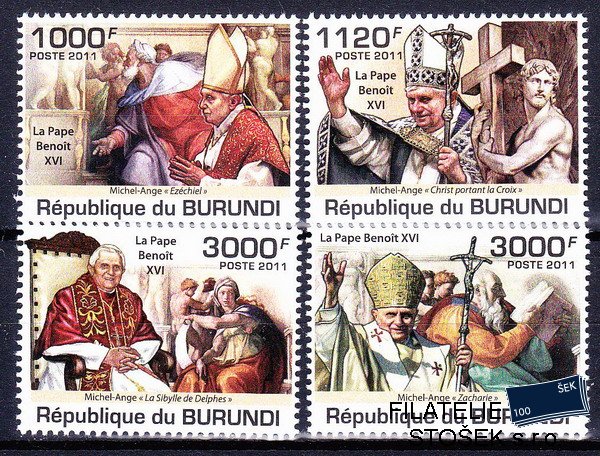 Burundi známky Mi 2186-9 papež Benedikt