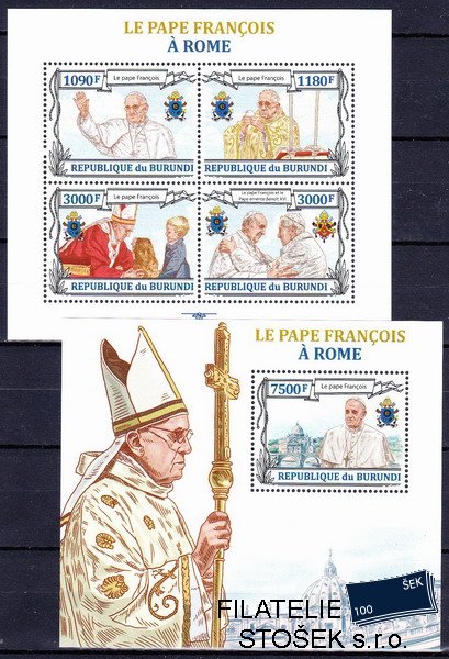 Burundi známky Mi 3178-81+Bl.360 papež František
