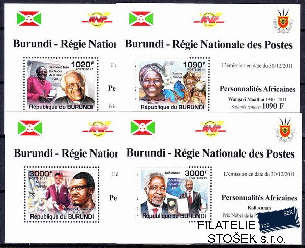 Burundi známky Mi 2242-5 Patrice Lumumba, Kofi Annan