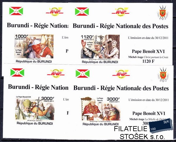 Burundi známky Mi 2186-9 B papež Benedikt