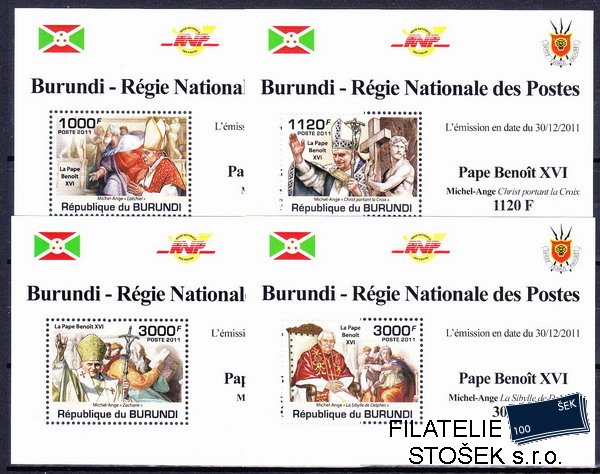 Burundi známky Mi 2186-9 papež Benedikt