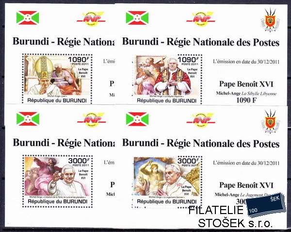 Burundi známky Mi 2190-3 papež Benedikt