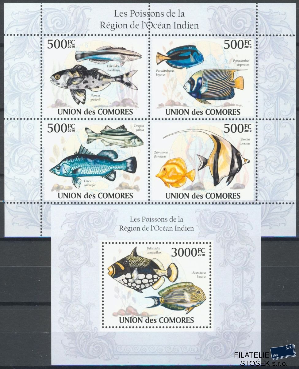 Comores známky Mi 2682-5+Bl.572