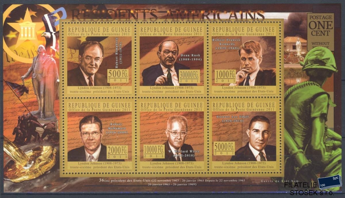 Guinea známky Mi 8122-7 prezidenti USA