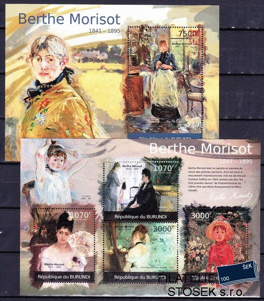 Burundi známky Mi 2367-70+Bl.209 A Berthe Morisot