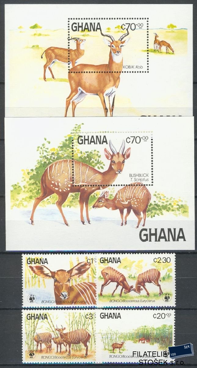 Ghana známky Mi 1060-63 + Bl 111-12