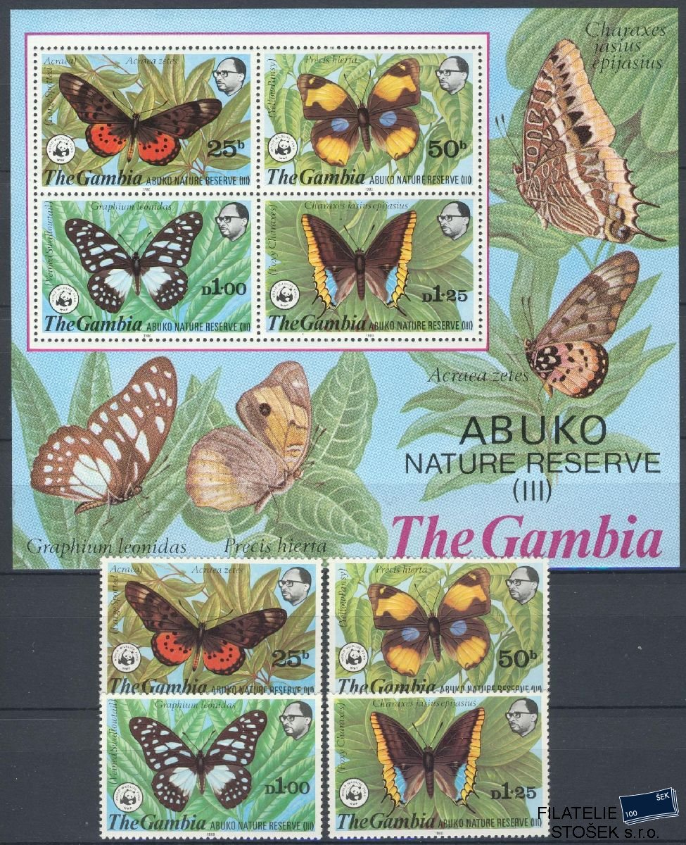 Gambia známky Mi 402-405 + Bl 5