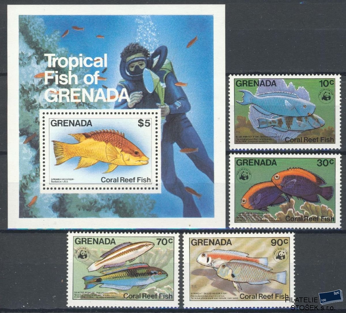 Grenada známky Mi 1299-1307 + Bl 126