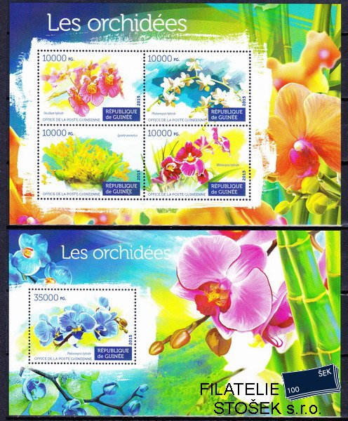 Guinea známky Mi 11158-61+Bl.2528 Orchideje