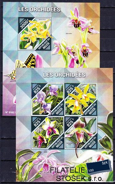 Niger známky Mi 3862-5+Bl.477 Orchideje