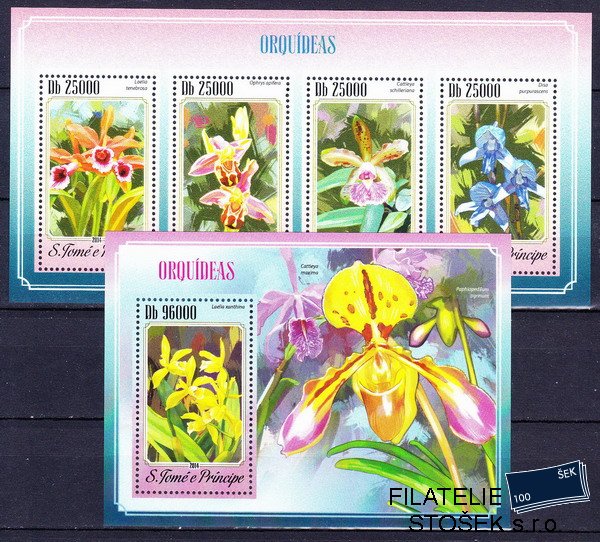 St.Thomas známky Mi 5885-8+Bl.1033 Orchideje