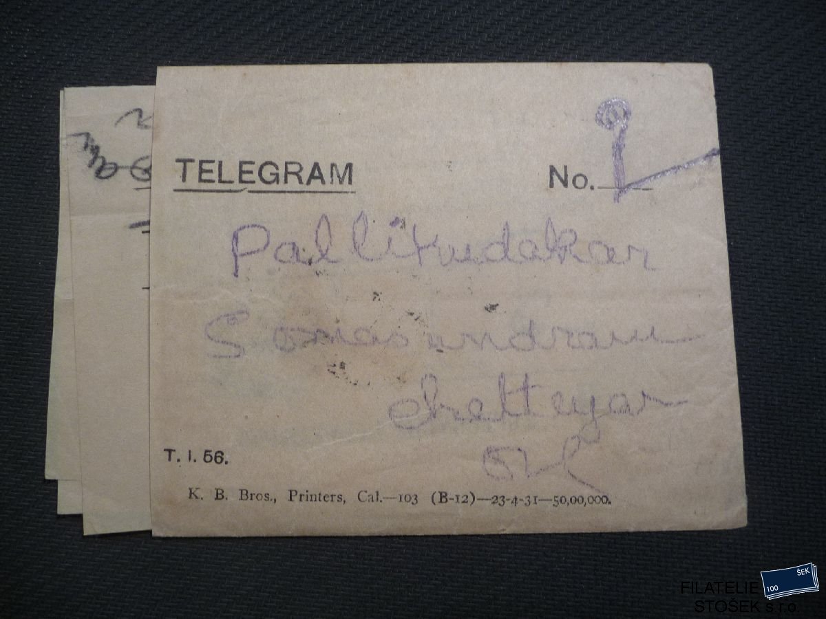 Anglie celistvosti - Telegram - Indie - 1932
