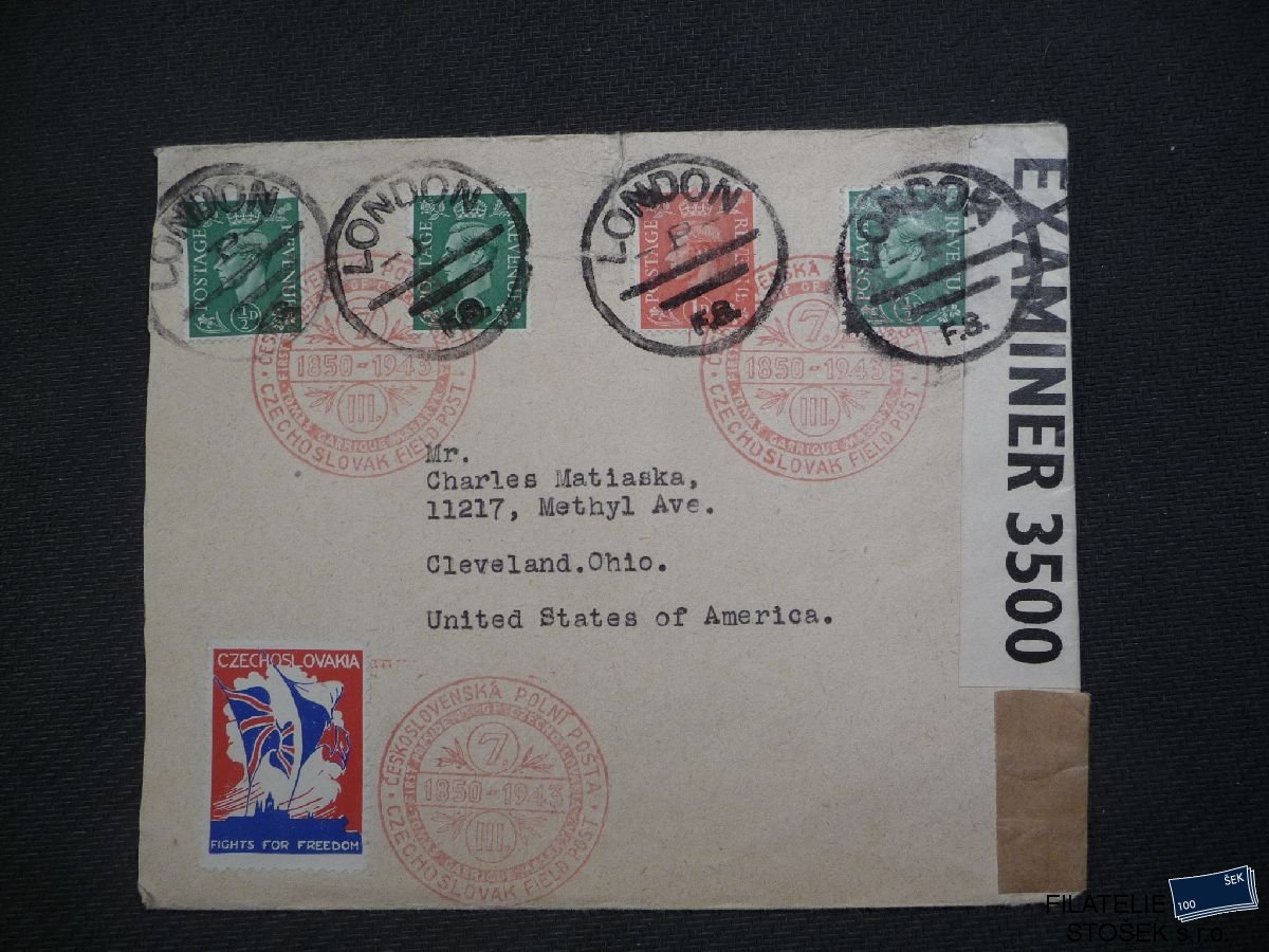 ČSR I celistvost - Polní pošta v Británii - London - Cleveland