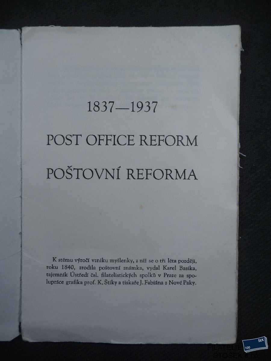 Poštovní reforma 1837-1937 - Karel Basika
