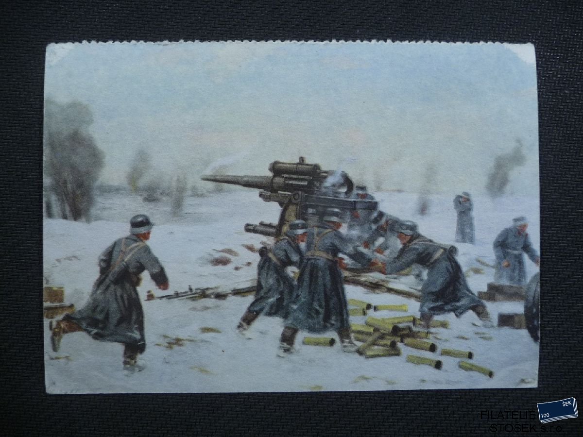 Vojenské pohlednice - Německo - Schwere Flak im Kamf gegen russische panzer