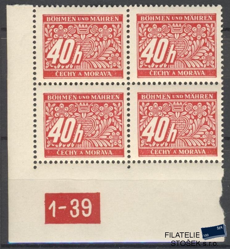 Protektorát známky DL 5 4 Blok Dz 1-39