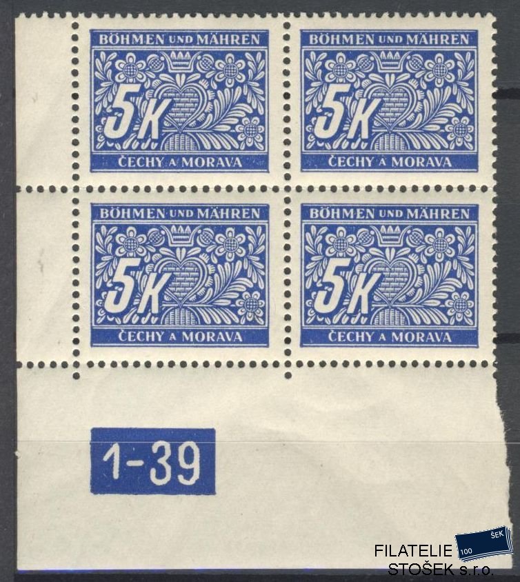 Protektorát známky DL 12 4 Blok Dz 1-39