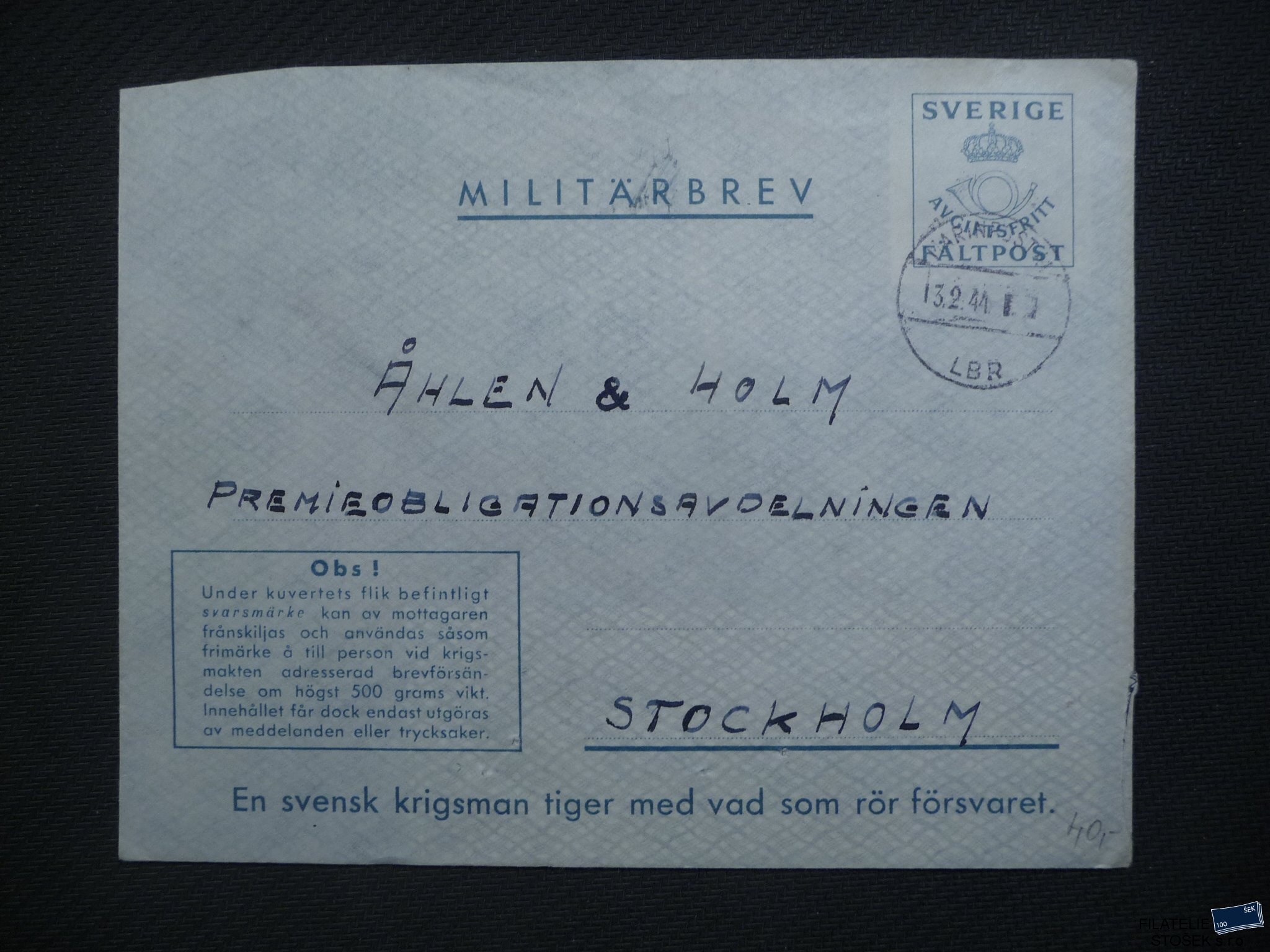 Švédsko celistvosti - Militärbrief - Marinpost