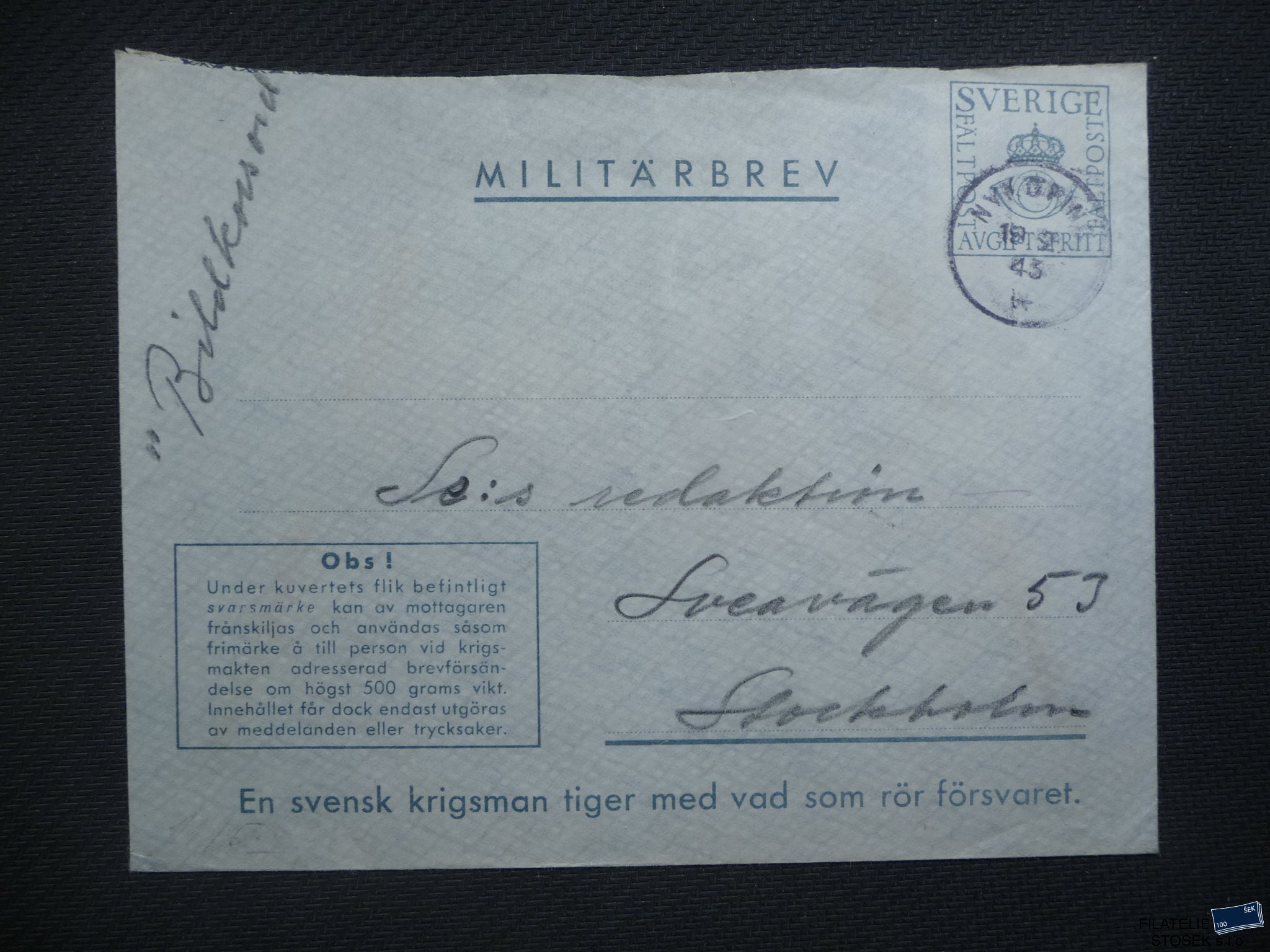 Švédsko celistvosti - Militärbrief - Nykoping