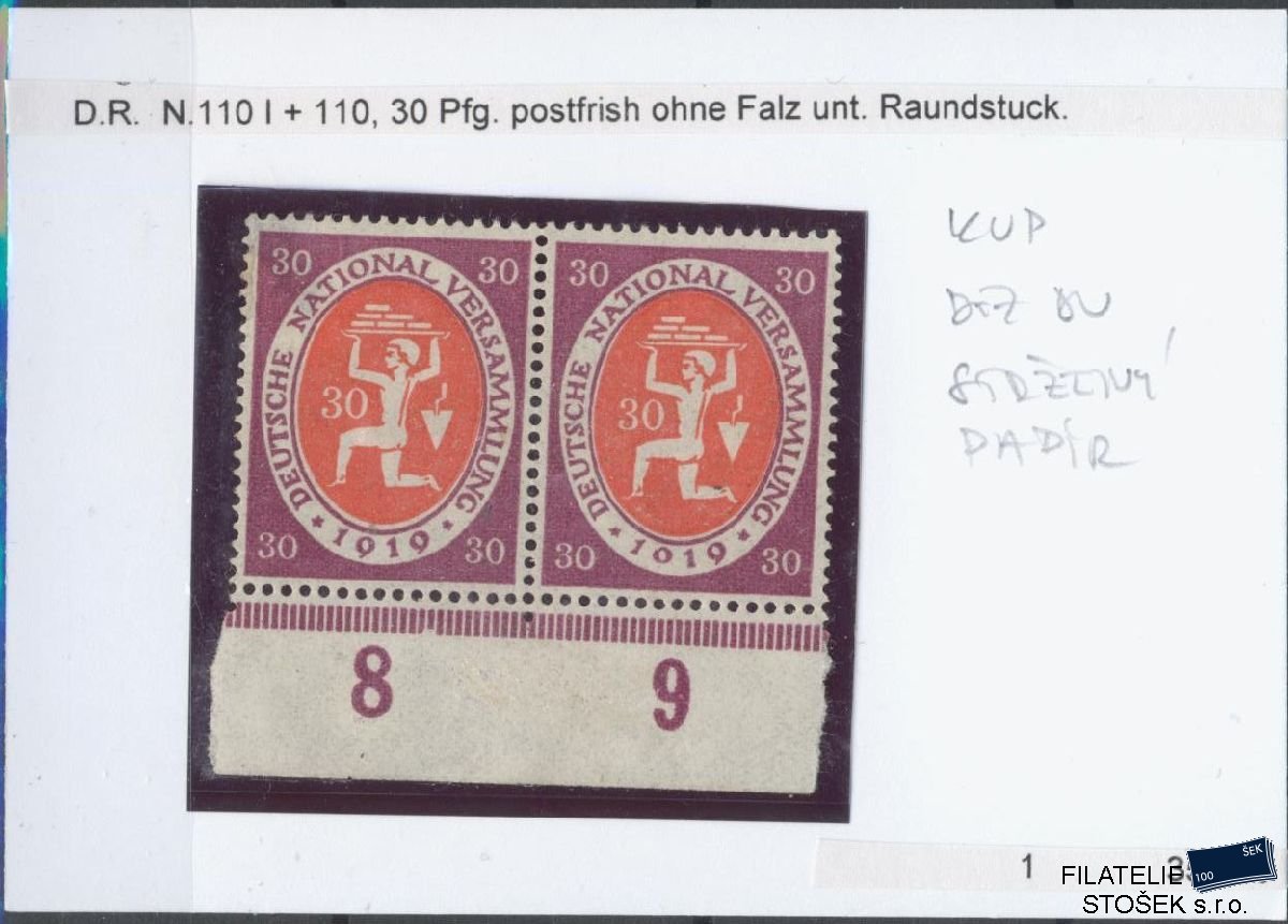 Deutsches Reich známky Mi 110 I - Známka bez vady stržený papír