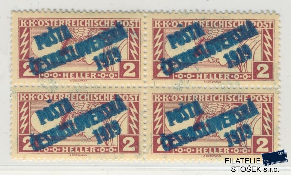ČSR I známky 57A - Dvojitý přetisk - 4 Blok