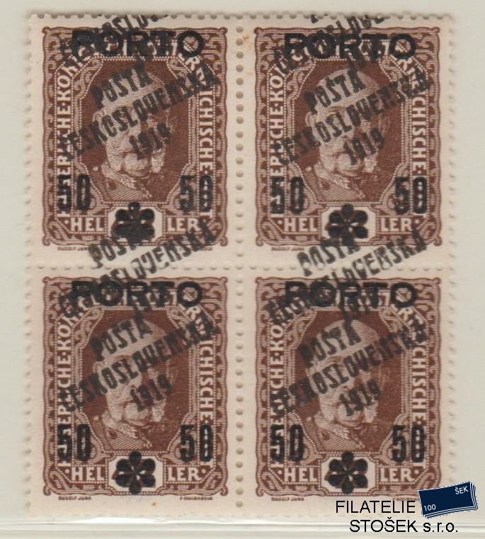 ČSR I známky 88 - Dvojitý přetisk - 4 Blok - Stejný sklon