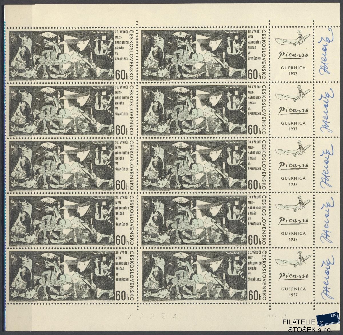 ČSSR známky 1543 10 Blok Kupóny - Podpisy