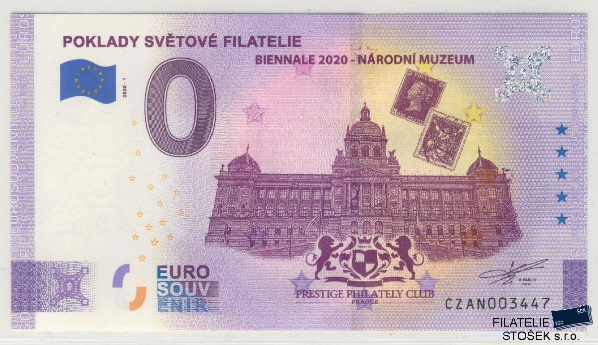 0 Eurová bankovka Biennale 220 Poklady světové filatelie