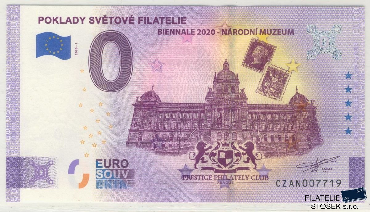 0 Eurová bankovka Biennale 220 Poklady světové filatelie