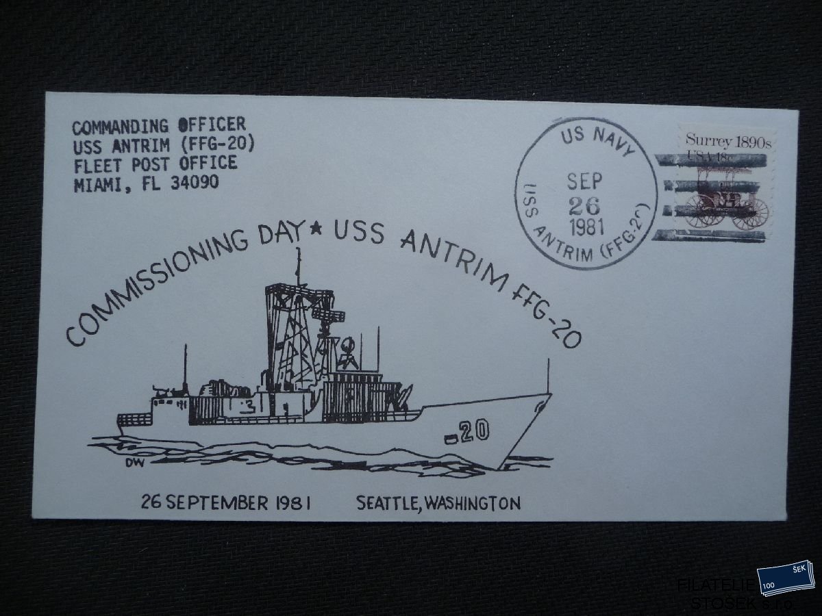 Lodní pošta celistvosti - USA - USS Antrim