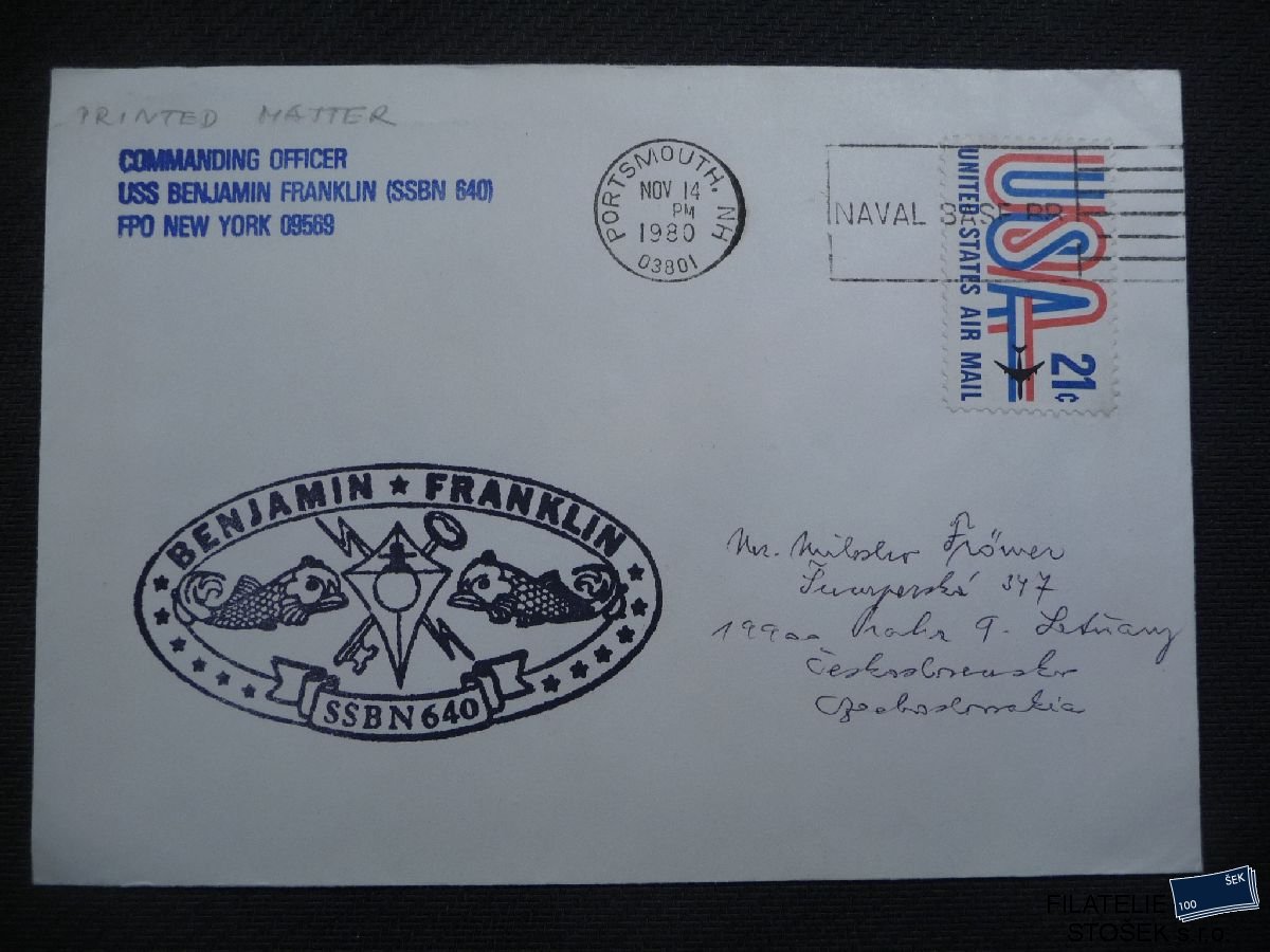Lodní pošta celistvosti - USA - USS Benjamin Franklin