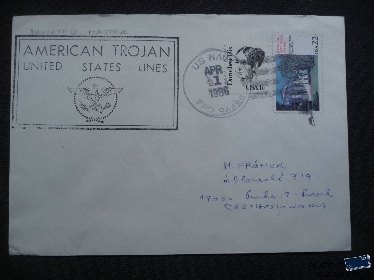 Lodní pošta celistvosti - USA - USS American Trojan