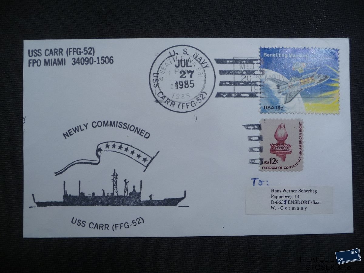 Lodní pošta celistvosti - USA - USS Carr