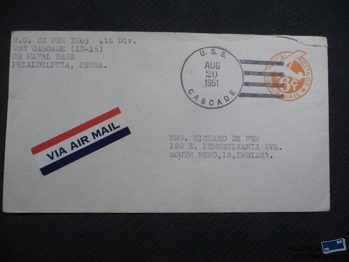 Lodní pošta celistvosti - USA - USS Cascade
