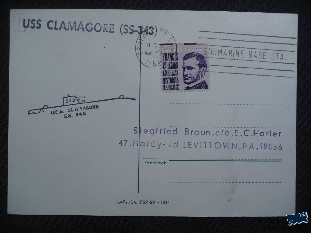 Lodní pošta celistvosti - USA - USS Clamagore