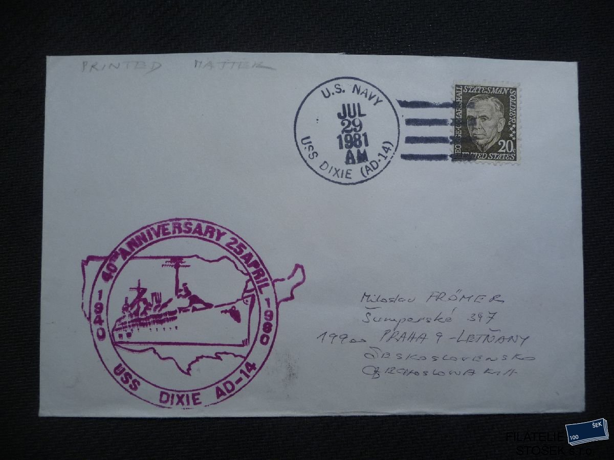 Lodní pošta celistvosti - USA - USS Dixie