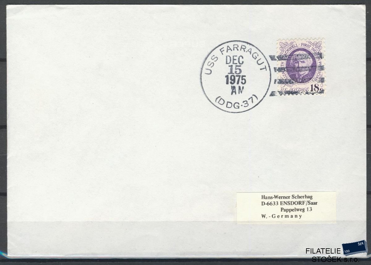 Lodní pošta celistvosti - USA - USS Farragut