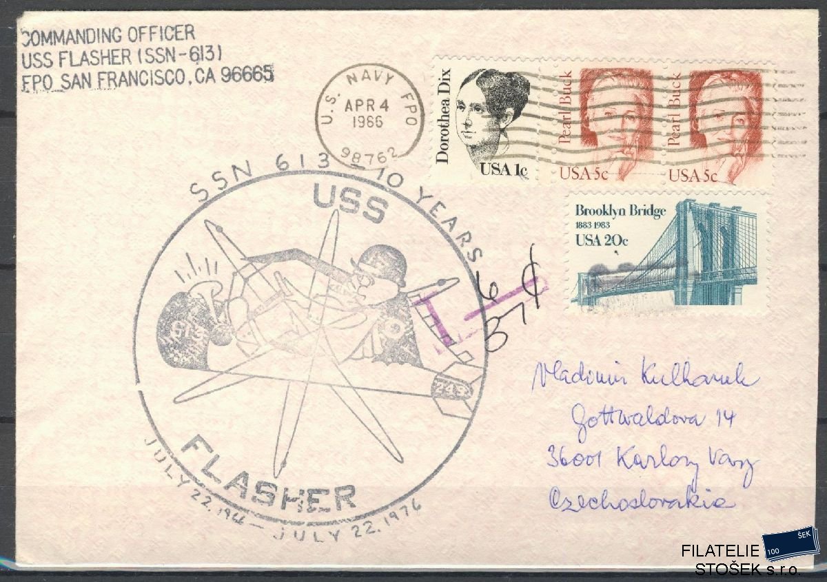 Lodní pošta celistvosti - USA - USS Flasher