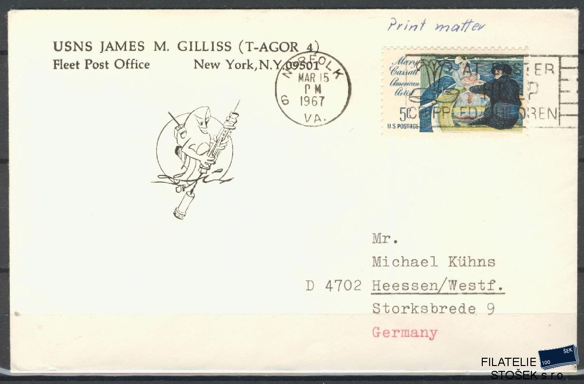 Lodní pošta celistvosti - USA - USS James M. Gilliss
