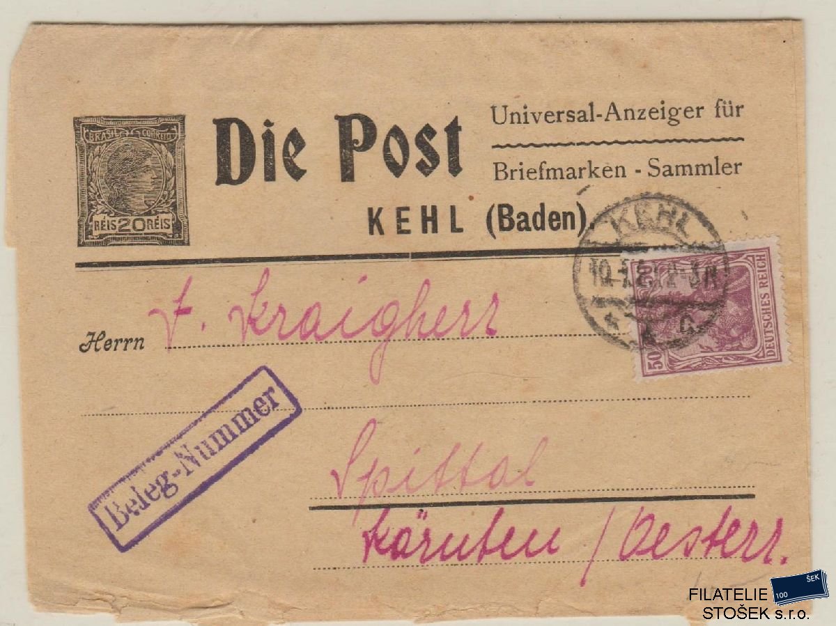 Deutsches Reich celistvost - Kehl - Spital